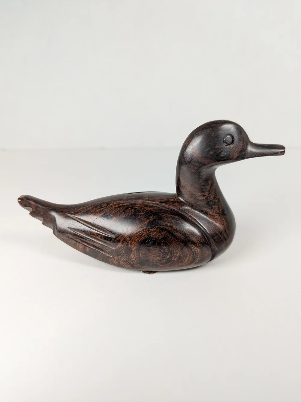 Vintage Set of 3 Carved Wooden Ducks Dark Hardwood Chinese 9
